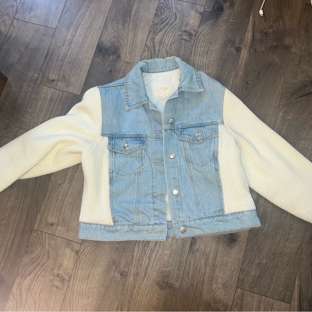 Maje Denim and Knit Jacket